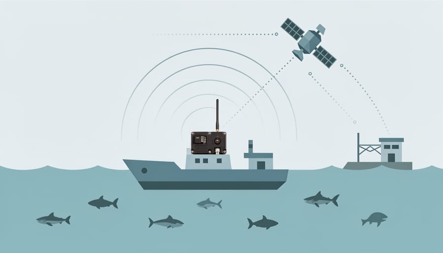 Weatherproof marine receiver unit on a wet research vessel deck